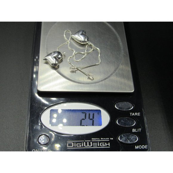 Sterling Silver Four Inch Long Heart Dangle Earrings Vintage Wedding Engagement - Picture 6 of 6